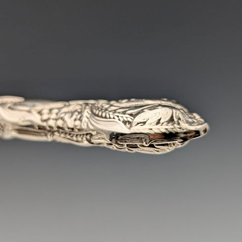 1840 British Antique Pure Silver Handle Fish Cutlery, 4 Pairs, William Sansom